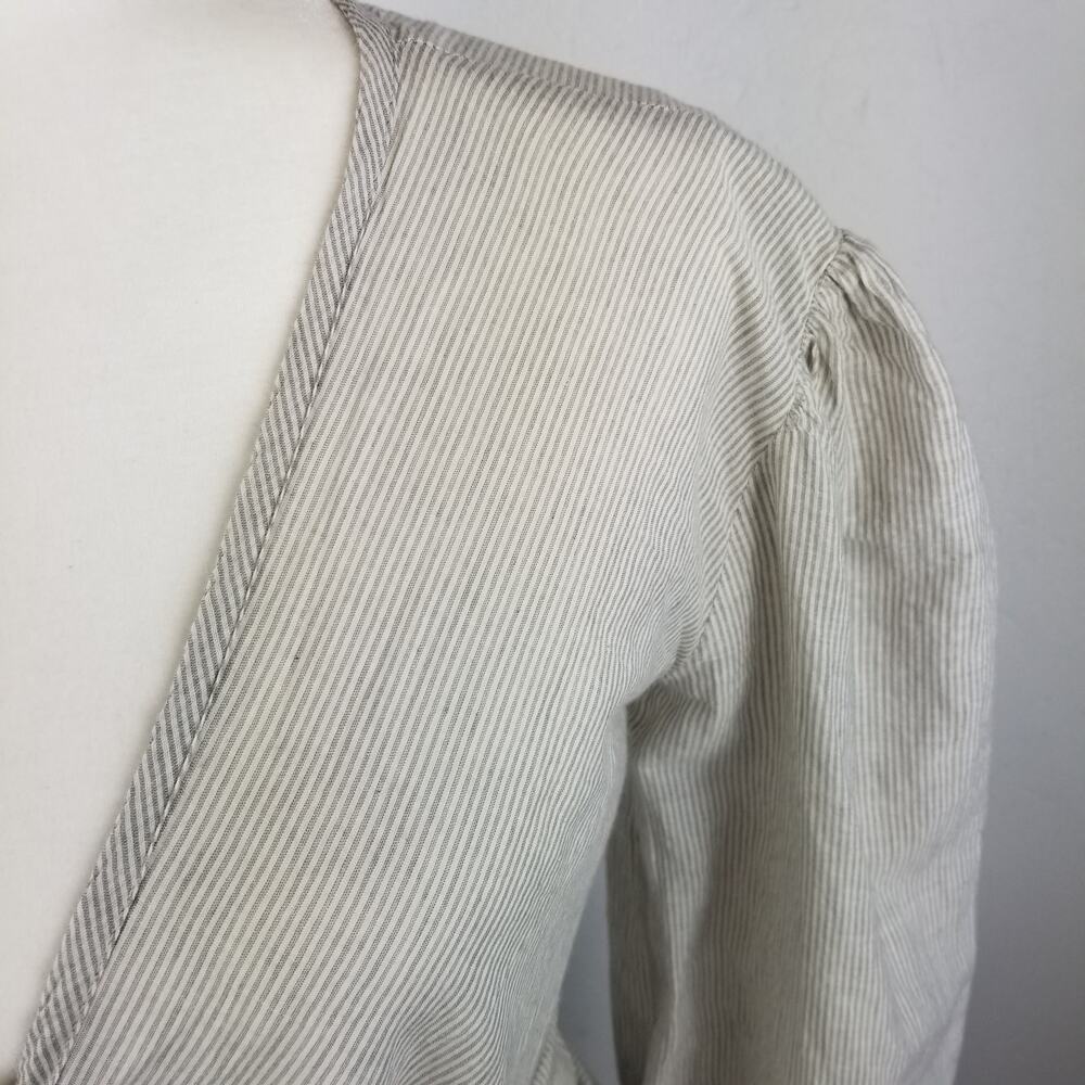 Sunday in Brooklyn Pinstripe Darina Wrap Blouse S - Picture 4 of 6